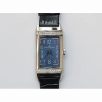 JLC Reverso Diamonds Bezel Ladies SS LT Jap Quartz leather