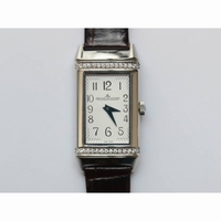 JLC Reverso Diamonds Bezel Ladies SS LT Jap Quartz leather