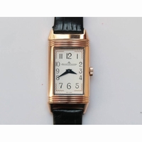 JLC Reverso Ladies RG White dial Leather Jap Quartz leather 
