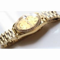 Rolex Day-Date Oyster Diamonds Bezel YG Stick Markers gold Dial Bracelet BP A2813 