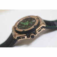 Big Bang King Power RG Black Dial Green Hands Gummy Strap A7750