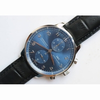 Portuguese IW371491 1:1 Best Edition SS Blue dial Black Leather Strap A79350 ZF V3 Slim Movement