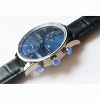Portuguese IW371491 1:1 Best Edition SS Blue dial Black Leather Strap A79350 ZF V3 Slim Movement