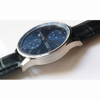 Portuguese IW371491 1:1 Best Edition SS Blue dial Black Leather Strap A79350 ZF V3 Slim Movement