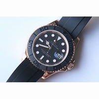 Rolex 2015 YachtMaster Ceramic Bezel RG Black Rubber JF A2836 Free XS Rubber Strap
