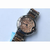 Cartier Ballon Bleu 28.5mm Ladies Two-Tone Diamond Markers Pink Dial Bracelet V6F Quartz