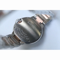 Cartier Ballon Bleu 28.5mm Ladies Two-Tone Diamond Markers Pink Dial Bracelet V6F Quartz
