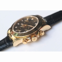 Rolex Daytona 116515LN 18K YG Wrapped Case Stick Makers Black & White Dial Leather BP A4130