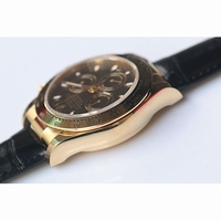 Rolex Daytona 116515LN 18K YG Wrapped Case Stick Makers Black & White Dial Leather BP A4130