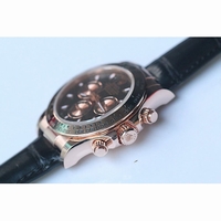 Rolex Daytona 116515LN 18K RG Wrapped Case Stick Makers Black Dial Black Leather BP A4130
