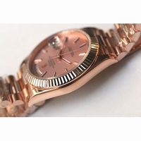 Rolex Day-Date Oyster Fluted 18K RG Wrapped Case Stick Markers Texture Pink Dial Bracelet BP