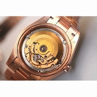 Rolex Day-Date Oyster Fluted 18K RG Wrapped Case Stick Markers Texture Pink Dial Bracelet BP