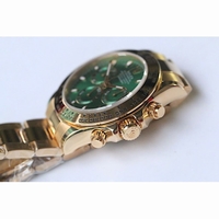Daytona 116508 Full 18K Gold Wrapped Case Green & Black Dial Bracelet BP A4130