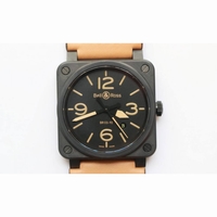 BR 03-92 42mm PVD Black Cream Hands Brown Leather MIYOTA 9015 