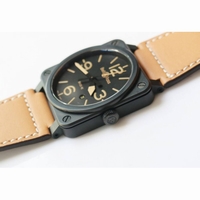 BR 03-92 42mm PVD Black Cream Hands Brown Leather MIYOTA 9015 