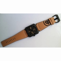 BR 03-92 42mm PVD Black Cream Hands Brown Leather MIYOTA 9015 