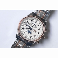 Master Moonphase Chronograph Two Tone White Dial Bracelet YLF A7751 Free Leather Strap