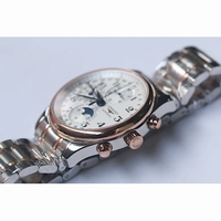 Master Moonphase Chronograph Two Tone White Dial Bracelet YLF A7751 Free Leather Strap