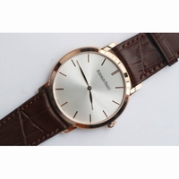 Jules Audemars Extra-Thin RG Leather Strap Black&Silver Dial Miyota 9015 