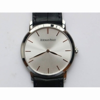 Jules Audemars Extra-Thin SS Leather Strap Silver Dial Miyota 9015