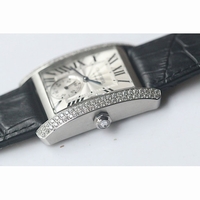 Tank MC Diamond Bezel White Textured Dial Black Leather JF A23J