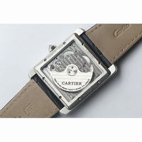 Tank MC Diamond Bezel White Textured Dial Black Leather JF A23J