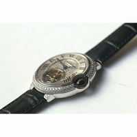 Ballon Bleu Tourbillon Full Diamond Silver Dial Black Leather