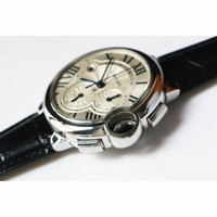 Ballon Bleu De Cartier Chrono 47mm SS 1:1 Best Edition Cream White Textured Dial Leather A8101 ZF 