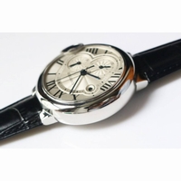 Ballon Bleu De Cartier Chrono 47mm SS 1:1 Best Edition Cream White Textured Dial Leather A8101 ZF 