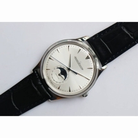 Master Ultra Thin Moon SS 1:1 Best Edition Silver Dial Leather Strap A925 ZF 