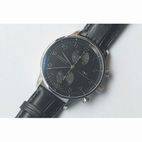 IWC Portuguese Chrono IW371447 Black Dial Silver Marker Black Leather ZF A79350 V3
