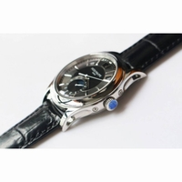 COMPLICATIONS SERIES Moonphase SS Black Dial Black Leather Strap Cal.324 KMF 