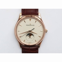 Master Ultra Thin Moon RG 1:1 Best Edition Ivory White Dial Brown Leather Strap A925  ZF 
