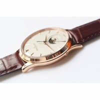Master Ultra Thin Moon RG 1:1 Best Edition Ivory White Dial Brown Leather Strap A925  ZF 