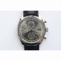 Portuguese IW390404 SS 1:1 Best Edition Gray Dial A7750 Black Leather Strap ZF 