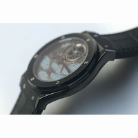Classic Fusion Tourbillon 45mm DLC Skeleton Watch Blue Dial Gummy Leather CYF