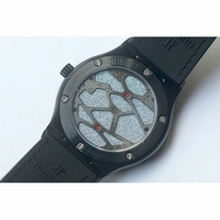 Classic Fusion Tourbillon 45mm DLC Skeleton Watch Blue Dial Gummy Leather CYF
