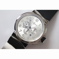 Marine Chrono Silver Dial Arabic Markers Rubber A7750