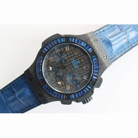 Big Bang All Black FC /Sq Blue Diam Black dial Blue Strap A7750 