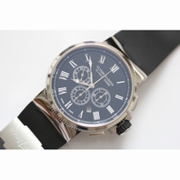 Marine Chrono Black Dial Roman Markers Rubber A7750