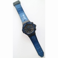 Big Bang All Black FC /Sq Blue Diam Black dial Blue Strap A7750 