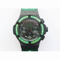 Big Bang All Black FC /Sq Green Diam Black dial Green Strap A7750 
