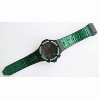 Big Bang All Black FC /Sq Green Diam Black dial Green Strap A7750 