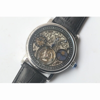 Cartier Skeleton Watch Black & White Dial Leather VF