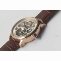 Cartier Skeleton Watch RG Black & White Dial Leather VF
