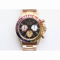 Daytona 116595RBOW Rainbow Crystal Black Dial RG Bracelet A4130 BP