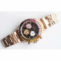 Daytona 116595RBOW Rainbow Crystal Black Dial RG Bracelet A4130 BP