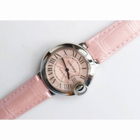 Ballon Bleu 33mm SS 1:1 Best Edition Pink & White Textured Dial Leather Strap Cal.076 AF 