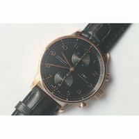 IWC Portuguese Chrono IW371415 RG Black Dial Gold Marker Brown Leather ZF IWC79350 V2