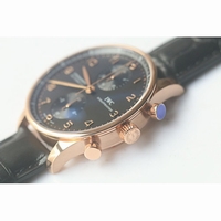IWC Portuguese Chrono IW371415 RG Black Dial Gold Marker Brown Leather ZF IWC79350 V2